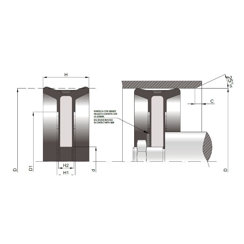 Pseal MPP 75X12X25 NBR75+METAL